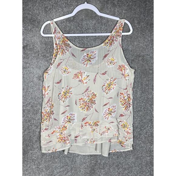Old Navy Floral Tiered Hem Tank Top Womens Size Large Scoop Neck Lined - Picture 2 of 7